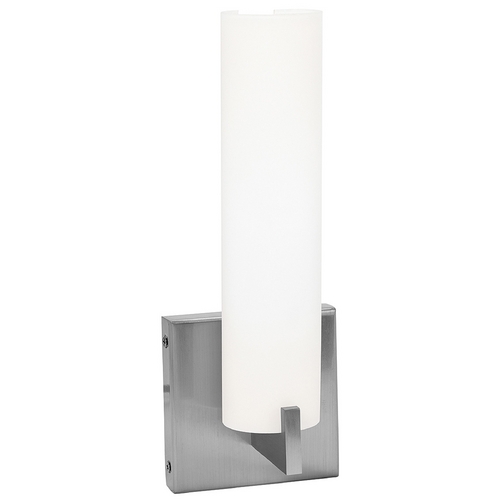 Access Lighting Modern Bathroom Light with White Glass in Brushed Steel by Access Lighting 50565-BS/OPL