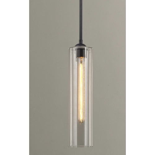 Design Classics Lighting Black Industrial Mini-Pendant with Clear Glass 581-07 GL1640C