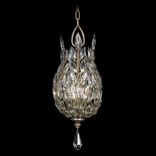 Fine Art Lamps Fine Art Lamps Crystal Laurel Antiqued Warm Silver Leaf Pendant Light 804640ST