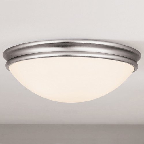 Access Lighting Modern Flush Mount with White Glass in Brushed Steel by Access Lighting 20726-BS/OPL