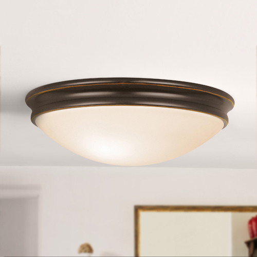 Access Lighting Modern Flush Mount with White Glass in Oil Rubbed Bronze by Access Lighting 20726-ORB/OPL