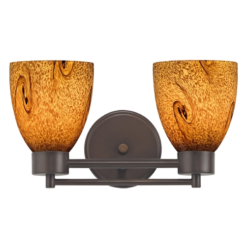 Design Classics Lighting Modern Bathroom Light with Brown Art Glass in Bronze Finish 702-220 GL1001MB