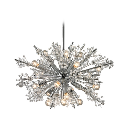 Elk Lighting Mid-Century Modern Crystal Pendant Cluster Light Chrome Starburst by Elk Lighting 11751/19