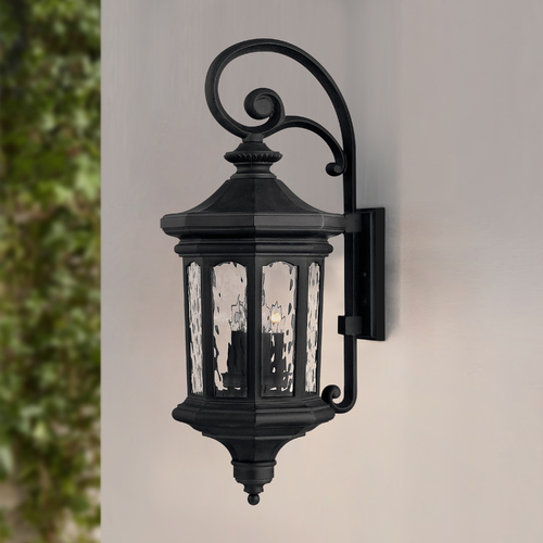 Hinkley Outdoor Wall Light with Clear Glass in Museum Black Finish 1605MB