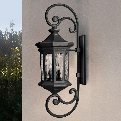 Hinkley Outdoor Wall Light with Clear Glass in Museum Black Finish 1609MB