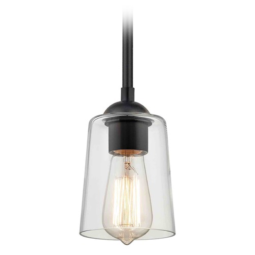 Design Classics Lighting Matte Black Mini-Pendant Light with Cone Shade 581-07 GL1027-CLR