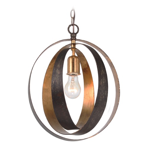 Crystorama Lighting Mid-Century Modern Pendant Light Bronze / Gold Luna by Crystorama Lighting 580-EB-GA