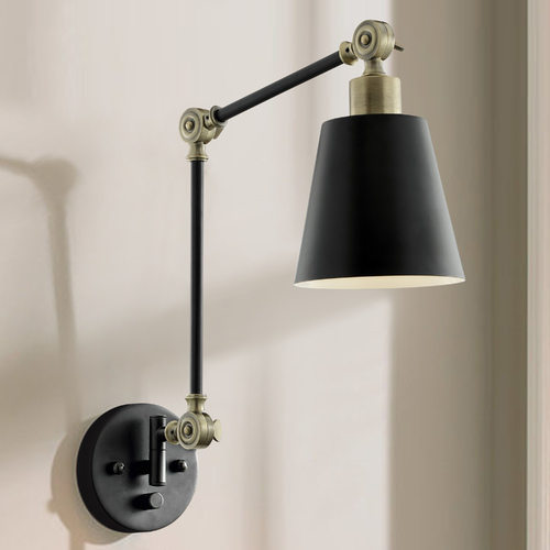 Lite Source Lighting Norco Black Antique Brass Swing Arm Lamp by Lite Source Lighting LS-16146BLK/AB