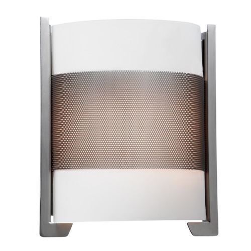 Access Lighting Modern Sconce Wall Light with White Glass in Brushed Steel by Access Lighting 20739-BS/OPL