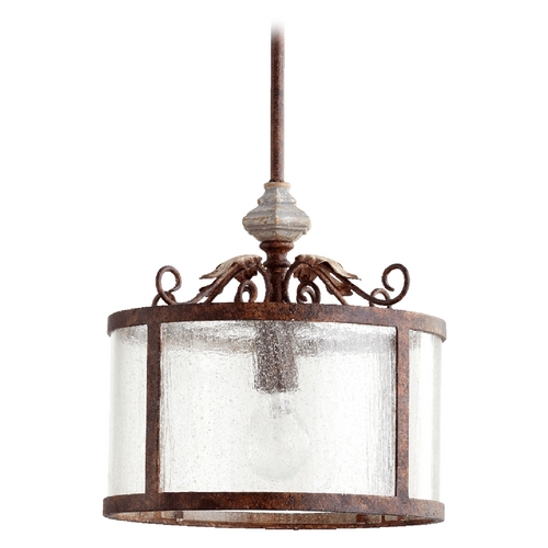 Quorum Lighting Seeded Glass Pendant Manchester Grey with Rust Accents by Quorum Lighting 3052-56