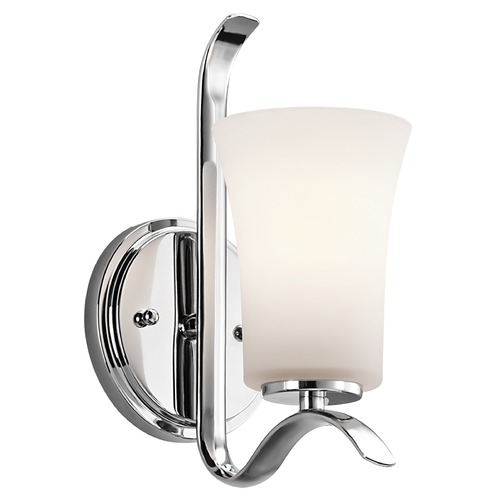 Kichler Sconce Wall Light with White Glass in Chrome Finish 45374CH Destination Lighting