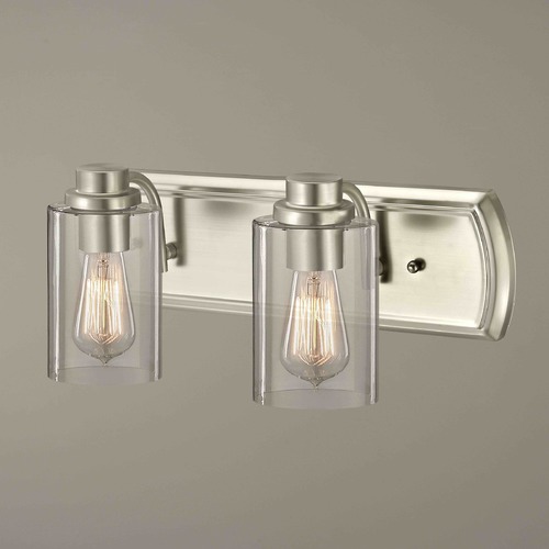 Design Classics Lighting Industrial 2-Light Bathroom Light in Satin Nickel 1202-09 GL1040C