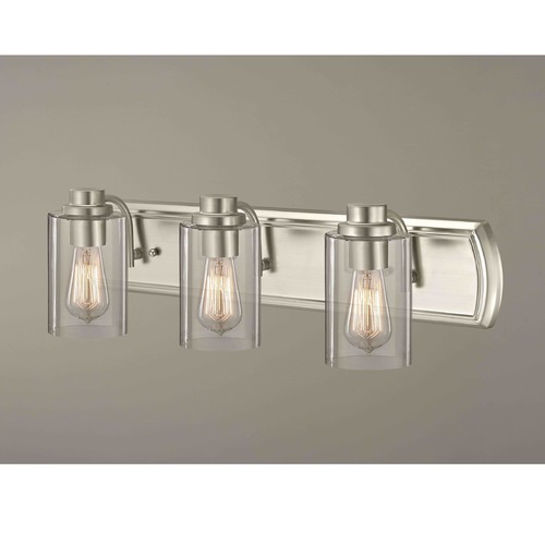 Design Classics Lighting Industrial 3-Light Bathroom Light in Satin Nickel 1203-09 GL1040C