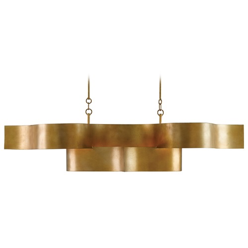 Currey and Company Lighting Grand Lotus Linear Chandelier in Antique Gold by Currey & Company 9000-0046
