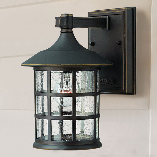 Hinkley Seeded Glass Outdoor Wall Light Oil Rubbed Bronze Hinkley 1800OZ