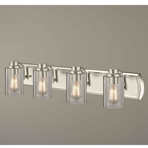 Design Classics Lighting Industrial 4-Light Bathroom Light in Satin Nickel 1204-09 GL1040C