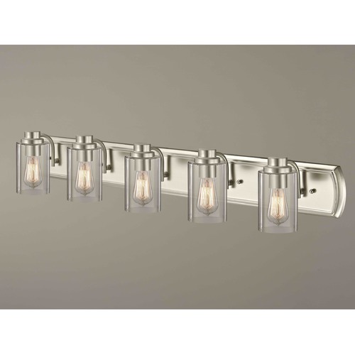Design Classics Lighting Industrial 5-Light Bathroom Light in Satin Nickel 1205-09 GL1040C