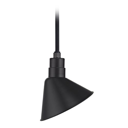 Recesso Lighting by Dolan Designs Black Pendant Barn Light with 12-Inch Scoop Shade BL-STM-BLK/SH12S-BLK