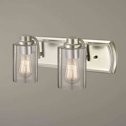 Design Classics Lighting Industrial Seeded Glass Bathroom Light Satin Nickel 2 Lt 1202-09 GL1041C