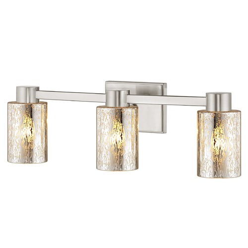Design Classics Lighting 3-Light Mercury Glass Bathroom Light Satin Nickel 2103-09 GL1039C