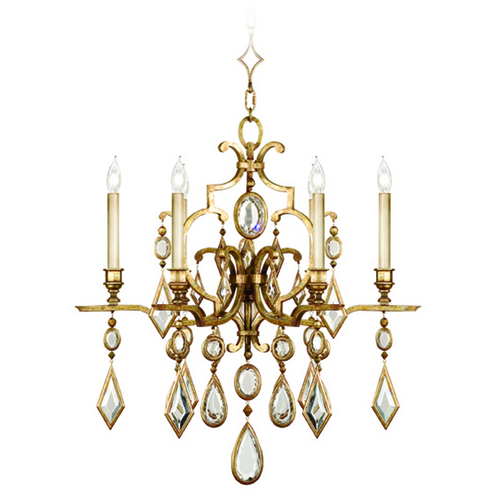 Fine Art Lamps Fine Art Lamps Encased Gems Gold Leaf Crystal Chandelier 729640-3ST
