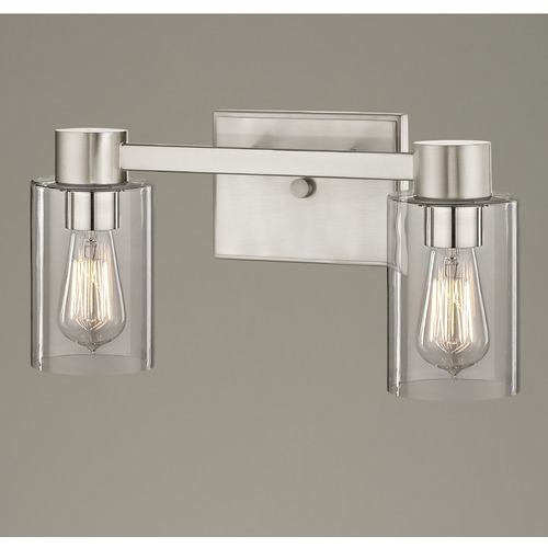 Design Classics Lighting 2-Light Clear Glass Bathroom Light Satin Nickel 2102-09 GL1040C