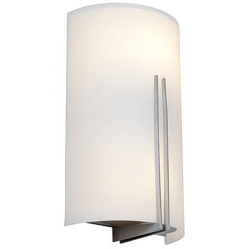 Access Lighting Modern Sconce Wall Light with White Glass in Brushed Steel by Access Lighting 20446-BS/WHT