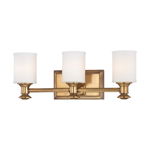 Minka Lavery Bathroom Light with White Glass in Liberty Gold by Minka Lavery 5173-249