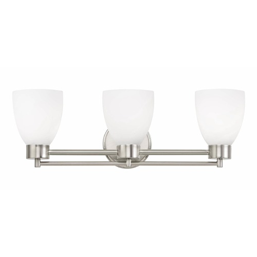 Design Classics Lighting Modern Bathroom Light with White Glass in Satin Nickel Finish 703-09 GL1028MB