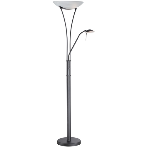 Lite Source Lighting Torchiere Lamp with White Glass in Black by Lite Source Lighting LS-81699BLK/FRO