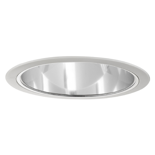 Recesso Lighting by Dolan Designs Chrome Cone Reflector White Trim for 6-Inch Recessed Housings T604C-WH