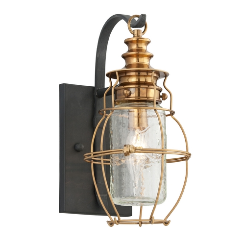Troy Lighting Little Harbor 12.75-Inch Outdoor Wall Light in Aged Brass & Forged Black by Troy Lighting B3571