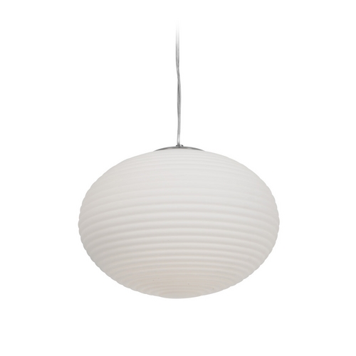 Access Lighting Modern Pendant with White Glass in Brushed Steel by Access Lighting 50180-BS/OPL