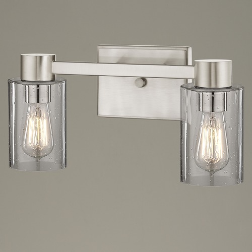 Design Classics Lighting 2-Light Seeded Glass Bathroom Light Satin Nickel 2102-09 GL1041C