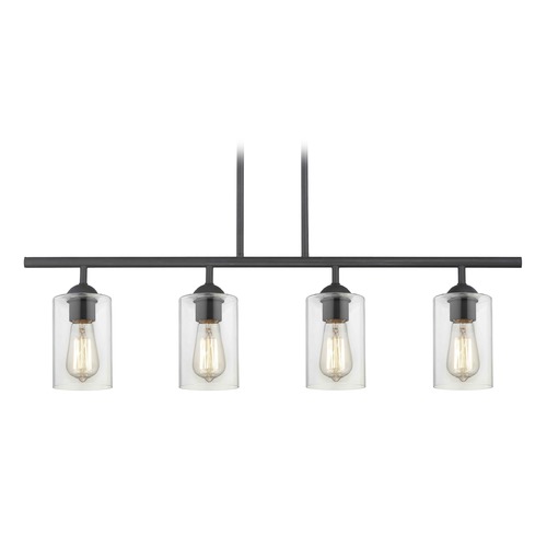Design Classics Lighting Axel Linear Chandelier in Black & Clear Cylinder Glass by Fuse 718-07 GL1040C