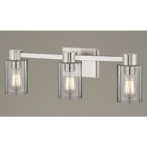 Design Classics Lighting 3-Light Seeded Glass Bathroom Light Satin Nickel 2103-09 GL1041C