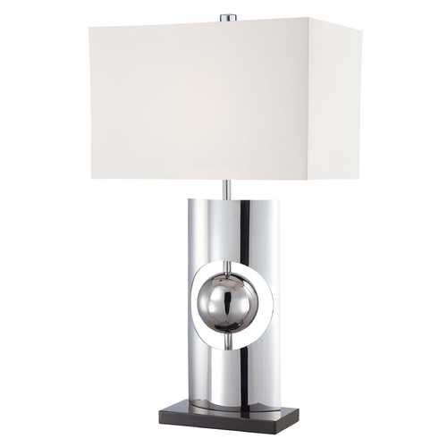 Kovacs P796-613 Polished Nickel Contemporary / Modern 1 Light Up / Down Lighting Table Lamp with Box Linen Shade P796