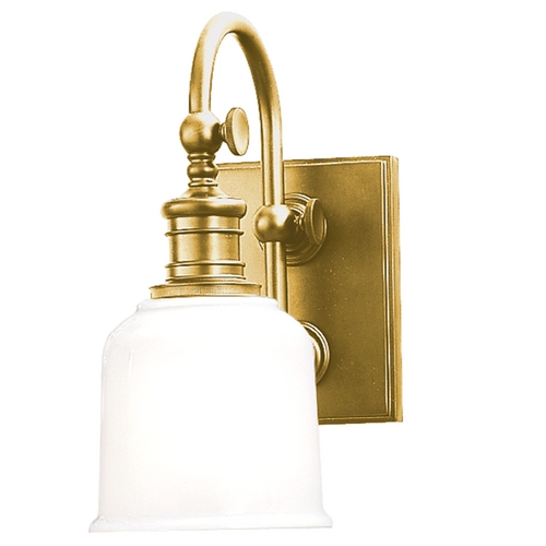 Hudson Valley Lighting Keswick Wall Sconce in Aged Brass with Glossy Opal Glass by Hudson Valley Lighting 1971-AGB