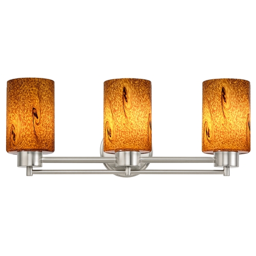 Design Classics Lighting Modern Bathroom Light with Brown Art Glass in Satin Nickel Finish 703-09 GL1001C