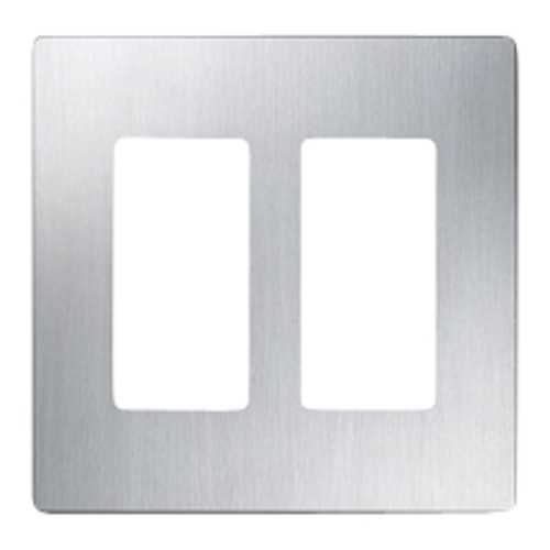 Lutron Dimmer Controls Designer Style 2-Gang Wallplate in Stainless Steel CW-2-SS