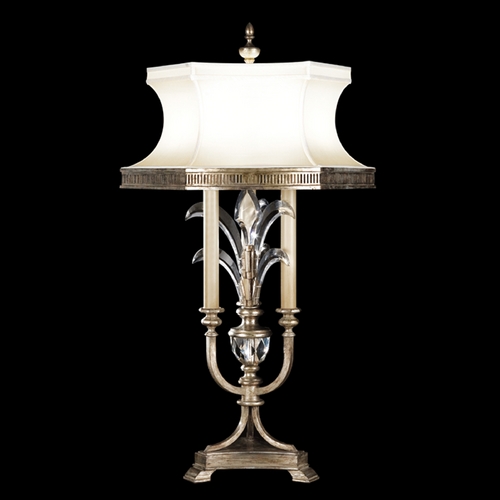 Fine Art Lamps Fine Art Lamps Beveled Arcs Silver Leaf Table Lamp with Hexagon Shade 738210ST