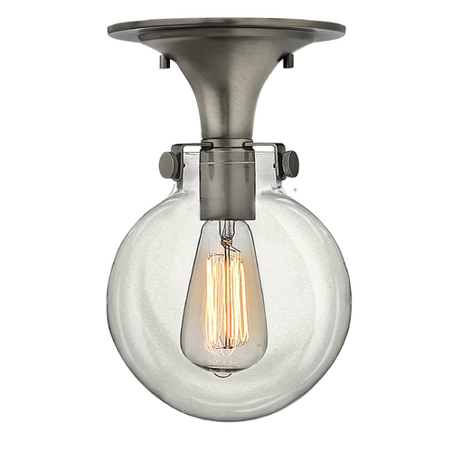 Hinkley Semi-Flushmount Light with Clear Glass in Antique Nickel Finish 3149AN