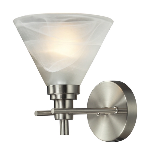 Elk Lighting Modern Sconce Wall Light with White Glass in Brushed Nickel Finish 11400/1