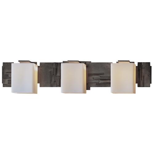 Hubbardton Forge Lighting Bathroom Light with White Glass in Dark Smoke Finish 207843-SKT-07-GG0108