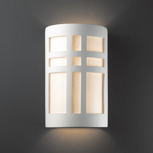 Justice Design Group Sconce Wall Light with White in Bisque Finish CER-7295-BIS
