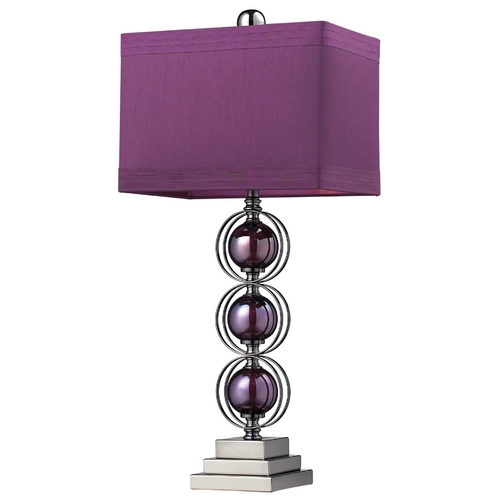 Elk Lighting Modern Table Lamp with Purple Shade in Purple / Black Nickel Finish D2232