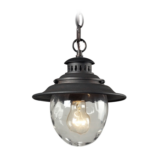 Elk Lighting Outdoor Hanging Light with Clear Glass in Weathered Charcoal Finish 45041/1