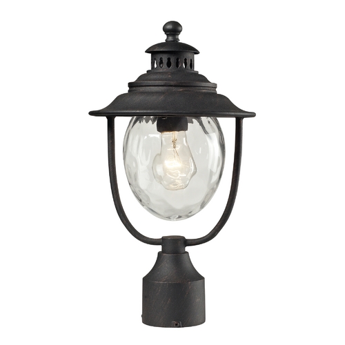 Elk Lighting Post Light with Clear Glass in Weathered Charcoal Finish 45042/1