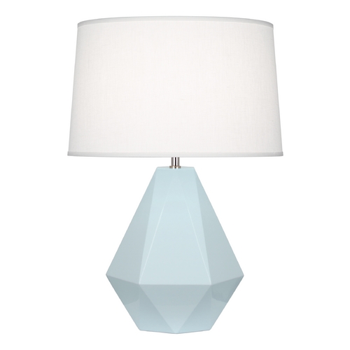 Robert Abbey Lighting Delta Table Lamp in Baby Blue & Polished Nickel by Robert Abbey 936