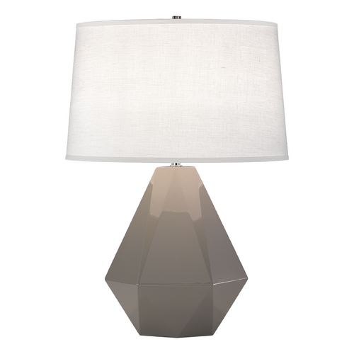 Robert Abbey Lighting Delta Table Lamp Smokey Taupe & Polished Nickel by Robert Abbey 942